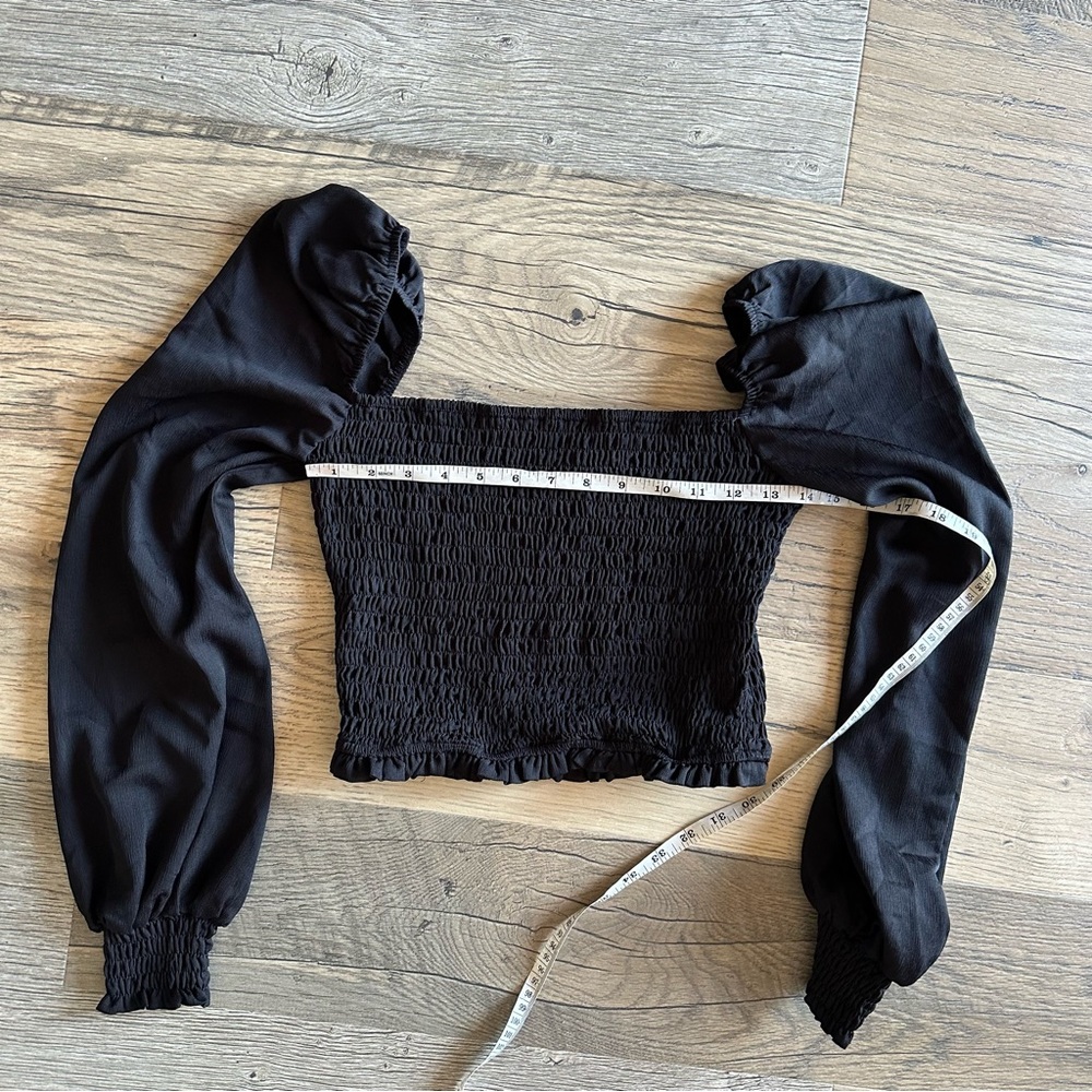 Superdown Black Cropped Blouse Small - image 8